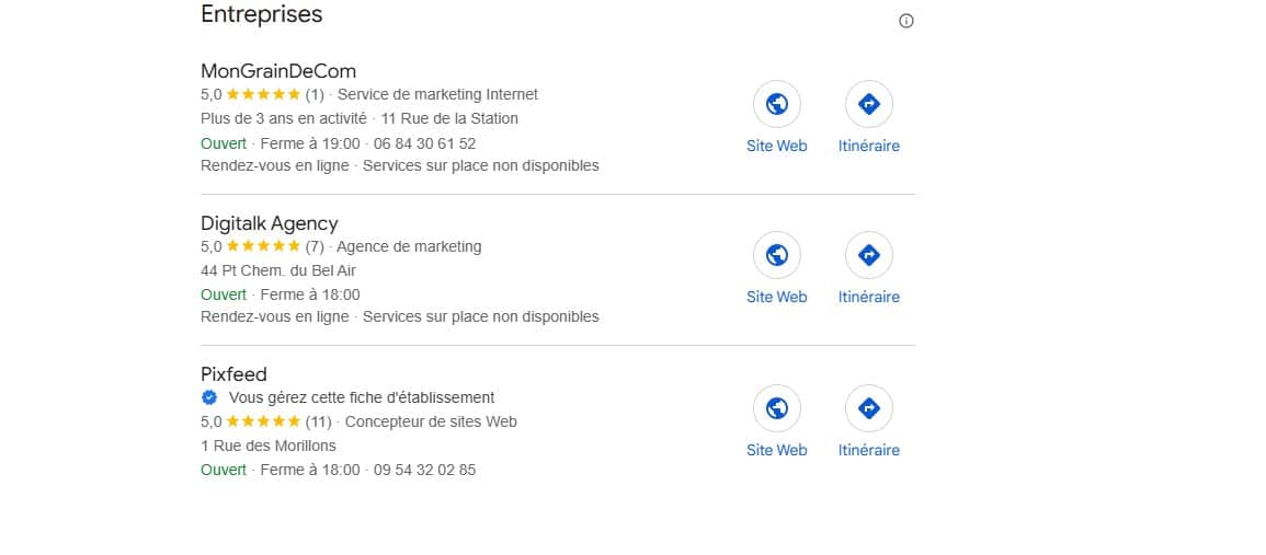 Pack Local Google — Pixfeed apparaît dans les 3 premiers résultats